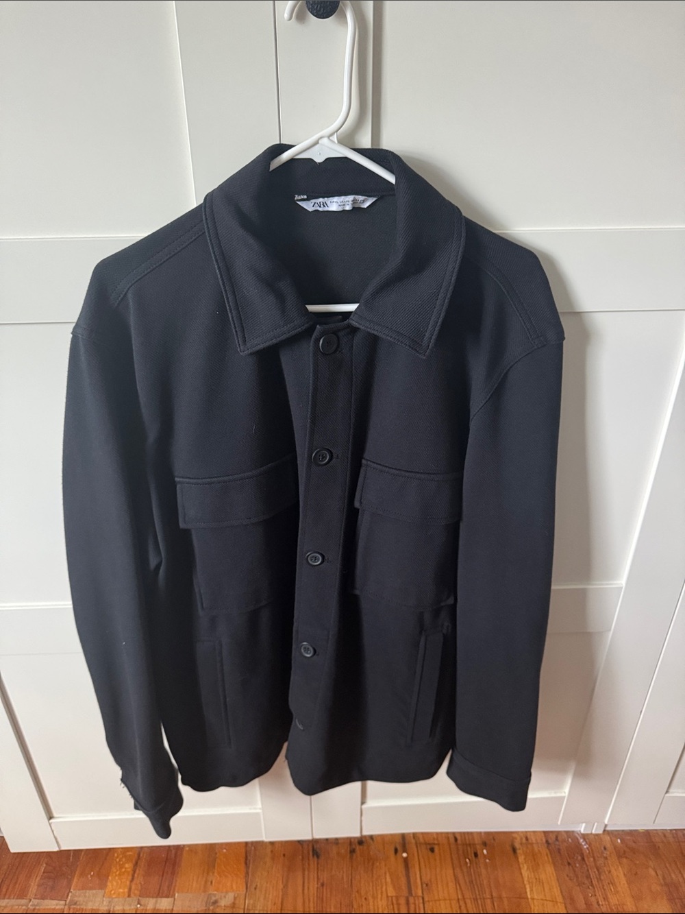 Zara Men's Black Military-Style Button Jacket